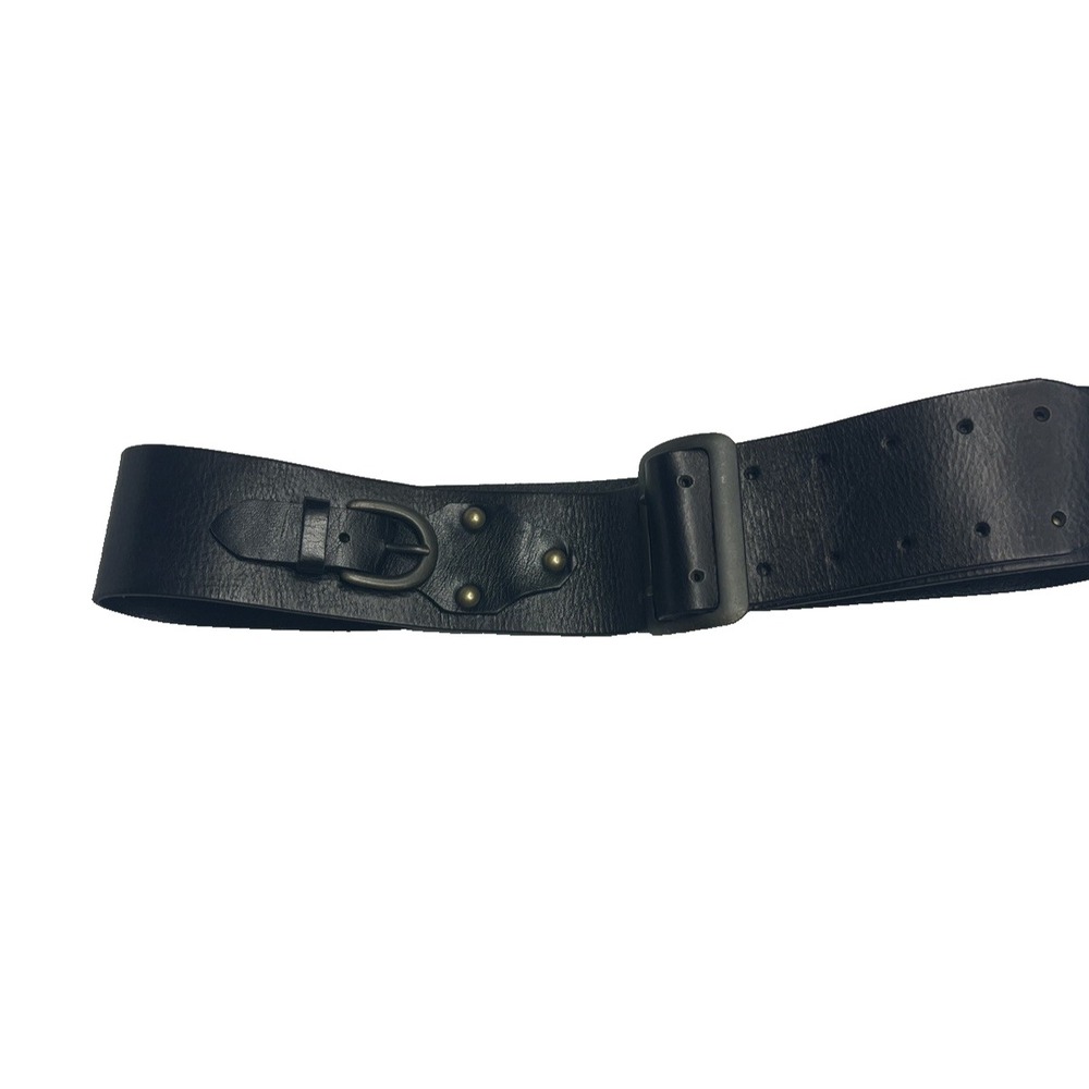 Vtg Max Studio Black Leather Belt Adjustable Renaissance Steampunk Rockabilly